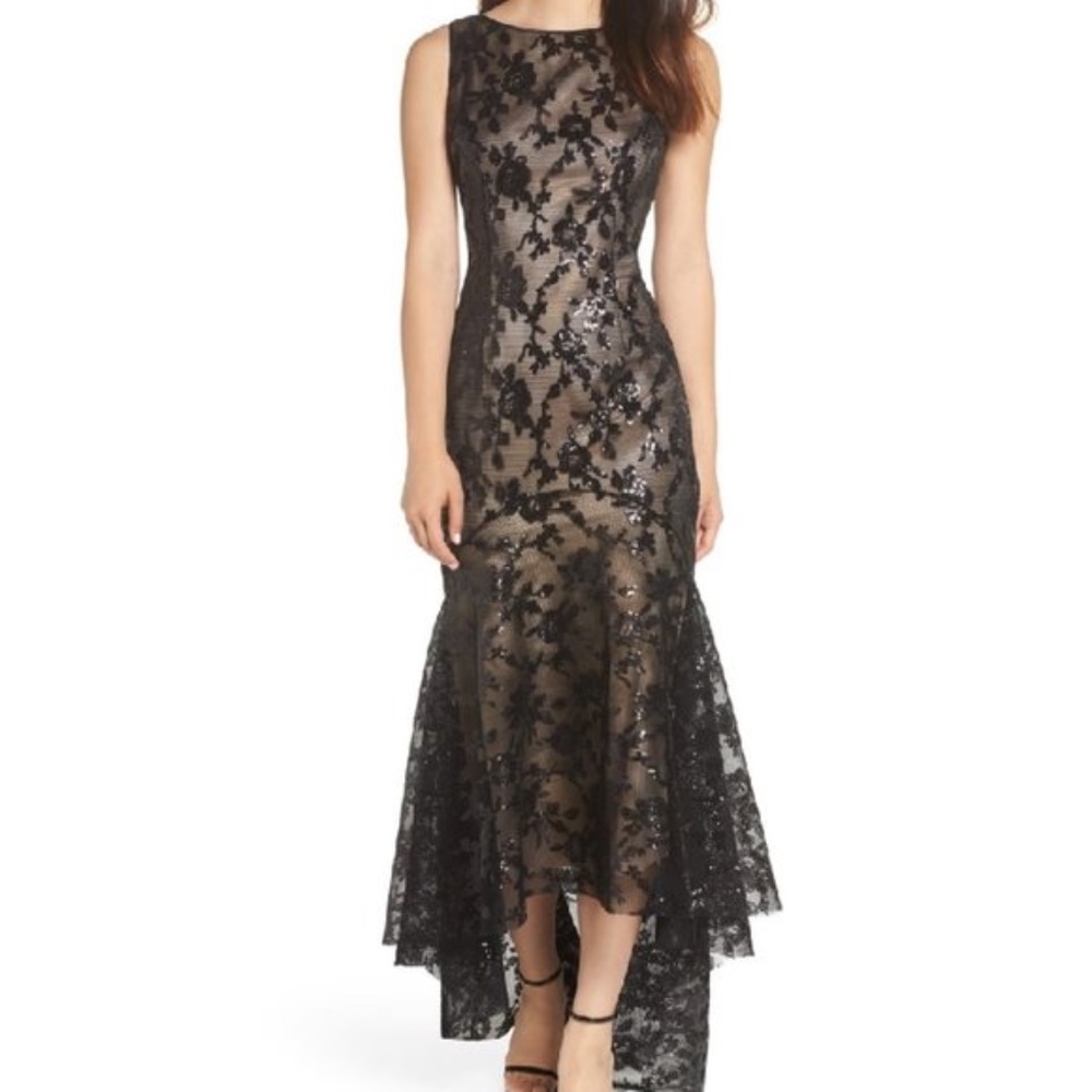 ELIZA J Sequin & Lace High/low Trumpet Gown - Picture 1 of 10